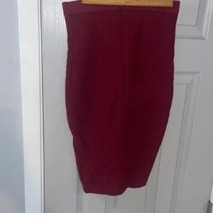 Rehab, ribbed, burgundy midi skirt, size small